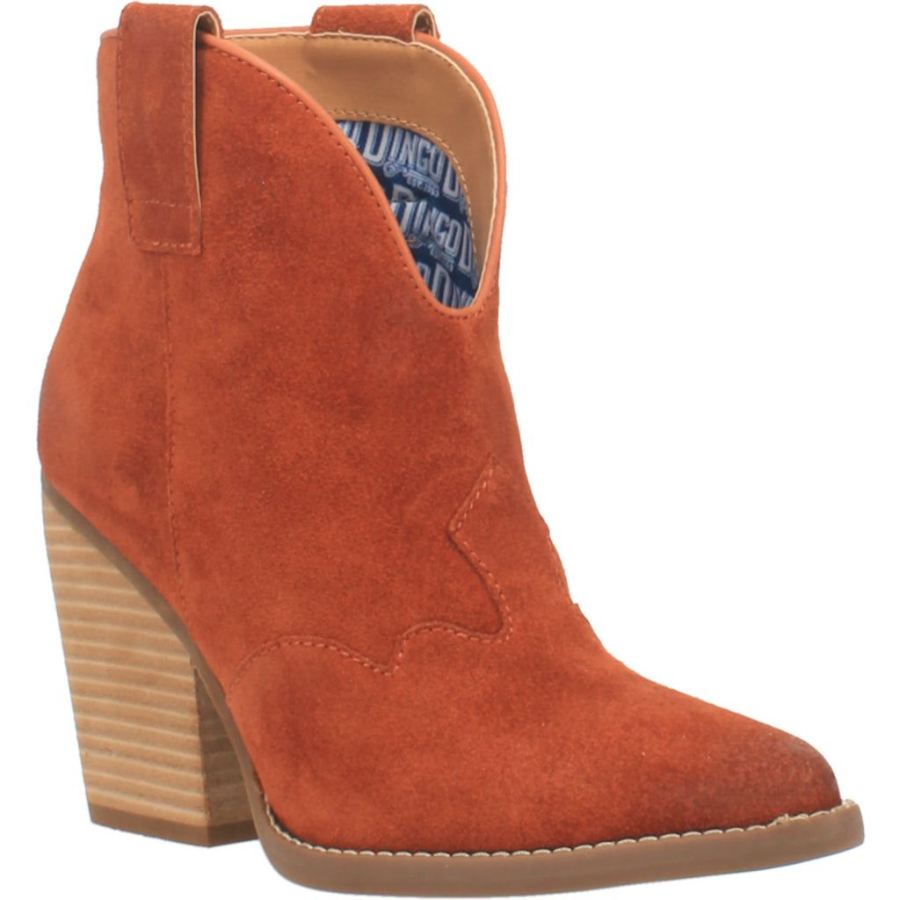 DINGO FLANNIE LEATHER BOOTIE-RUST