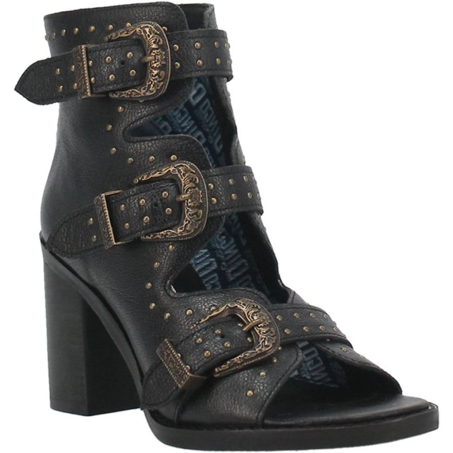 DINGO ZIGGY LEATHER SANDAL-BLACK