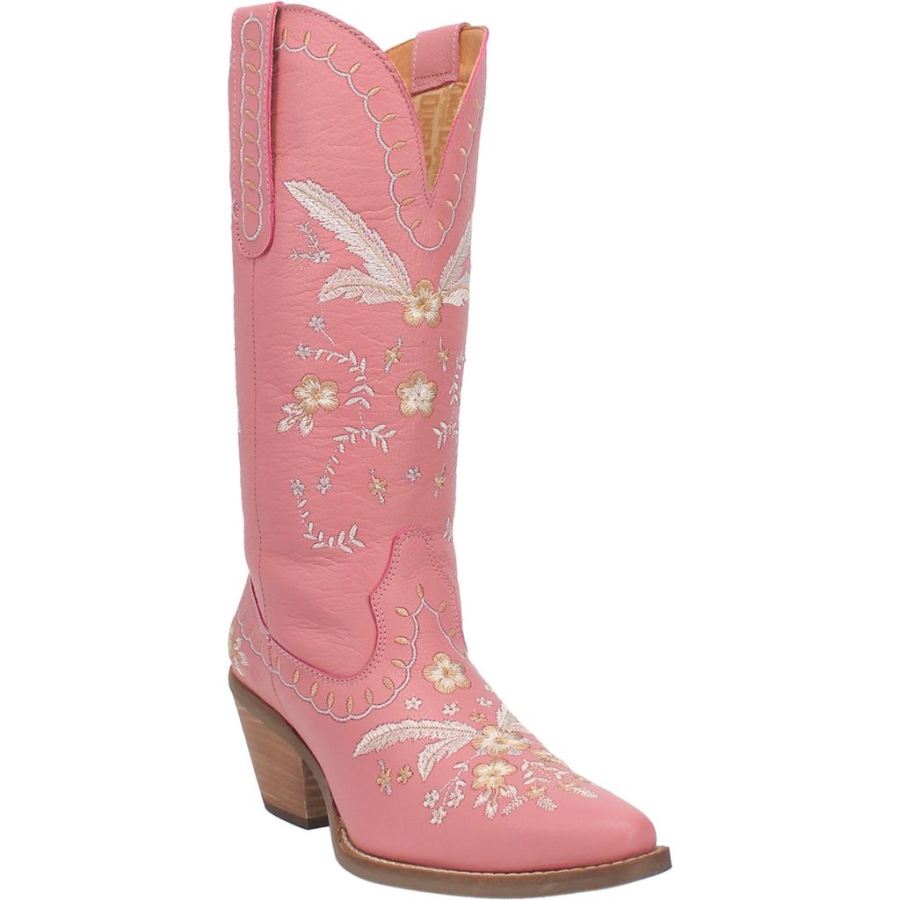 DINGO FULL BLOOM LEATHER BOOT-PINK