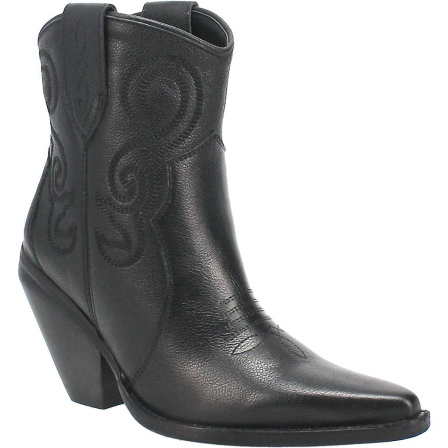 DINGO PRETTY N' PRISSY LEATHER BOOTIE-BLACK