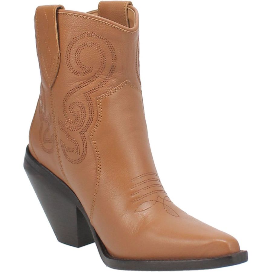 DINGO PRETTY N' PRISSY LEATHER BOOTIE-CAMEL